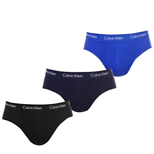 Calvin Klein Men's Hip Briefs (Pack of 3), Black/Blue Shadow/ Cobalt, S