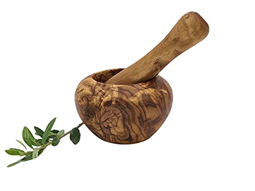 Mortier Et Pilon En Bois D'olivier – 16 Cm – Fait Main – Tunisie – Neuf