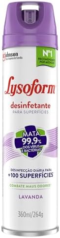 Lysoform Lavanda, Desinfetante Aerosol para Superfícies, 360ml