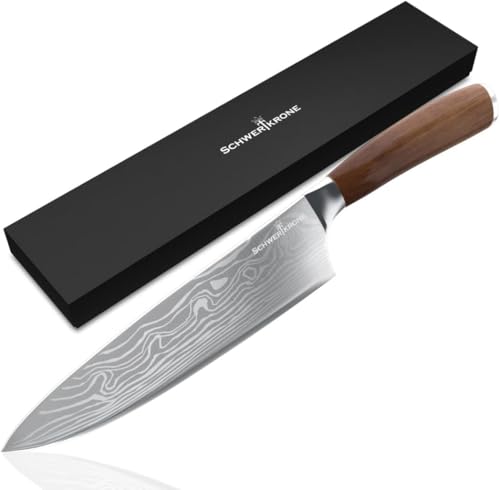 Schwertkrone Kochmesser Chefmesser Walnussgriff Küchenmesser mit Handabzug Made in Germany