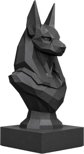 Estatua Anubis 25 cm – Dios Egipcio del Inframundo y Protector de Almas – Busto Low Poly Negro – Escultura Geométrica Moderna...