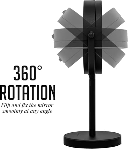 Image of OVENTE 6 inch Lighted Tabletop Round Vanity Mirror, Matte Black MLT60B1X7X
