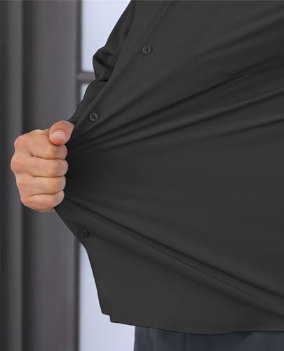 Stretch Dress Shirt Mens Long Sleeve Business Button Down Shirts for Men Flex Fitted Wedding Cotton Wrinkle Free2