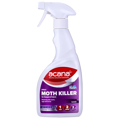 Acana Carpet & Fabric Freshener 500 Millilitre – Moth Killer Spray – Lavender Fragrance – for Carpets, Rugs & Curtains – Non-Staining (Packaging May Vary)