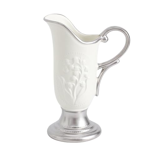 JUOPZKENN Small Vase Vintage Farmhouse Vase,White Ceramic Vase Small Vase Vintage Farmhouse Vase Minimalist Decorative Vase for Home Living Room Table (A)