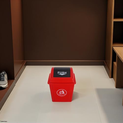 Caneca de Basura Roja de Plástico 10 l con Tapa Basculante miniatura 6
