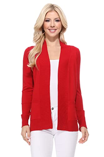 Image of YEMAK Women's Long Sleeve Open Front Knit Sweater Cardigan Shrug with Pocket (S-XL)