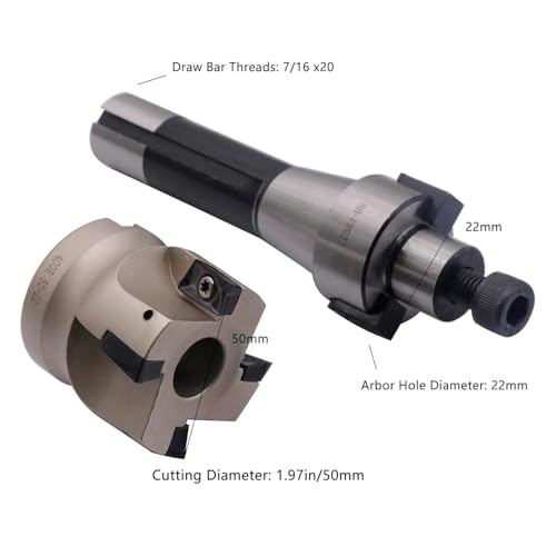 Bestparts AP.BB.238 R8 Fmb22 7/16-20Unf Shank Face End Mill Arbor And 1.97"/50Mm Cutting Diameter 4-Flute 400R-50-22-4T Cnc Face End Milling Shell Cutter thumb #1