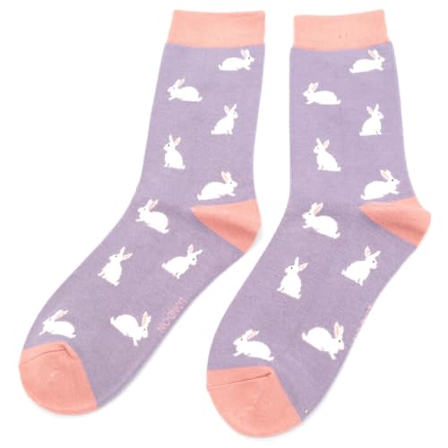 Miss Sparrow Rabbits on Lilac Damen-Knöchelsocken für Erwachsene, Einheitsgröße, Flieder, 3-7