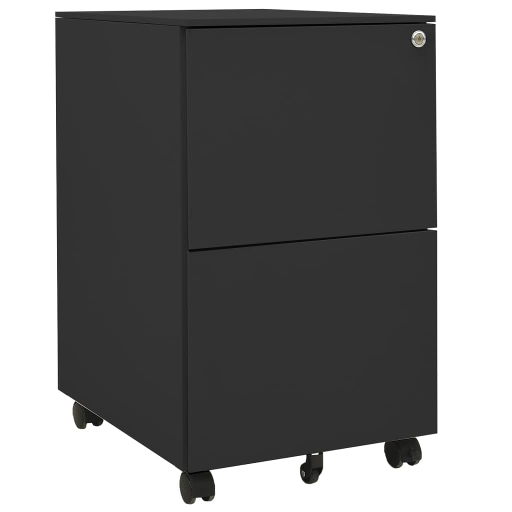 Armadietto con ruote, in acciaio antracite, 39 x 45 x 67 cm, armadio da ufficio con cassetti chiudibili, 5 ruote per raccoglitori documenti, per ufficio, casa, studio