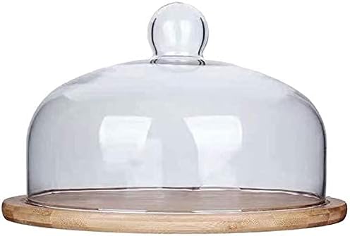 Chip Dip Server Bread Sandwich Pastry Display Tray with Glass Dome Transparent Dust Cover Bar Dessert Table for Cake Pastry Fruit (Size 26cm)