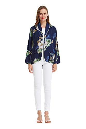Image of Matchable Family Hawaiian Luau Light Jacket, Pineapple Garden Navy, Women, Small