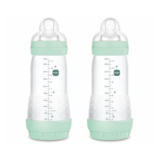 MAM Pack 2 Biberones Anticólicos, a partir de 4 Meses, 320ml, con Tetina 3 Flujo Rápido de Fácil Aceptación, Autoesterilizable y Fácil de Limpiar, Easy Start Anti-Colic, Azul Brillante, Pack de 2uds