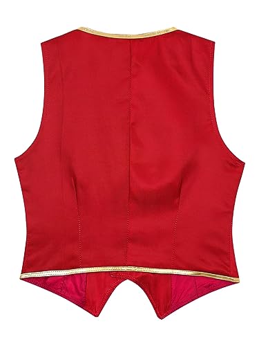 Mens Halloween Magician Waistcoat V Neck Double-Breasted Pointed Hem Gold Leather Trim Vests4