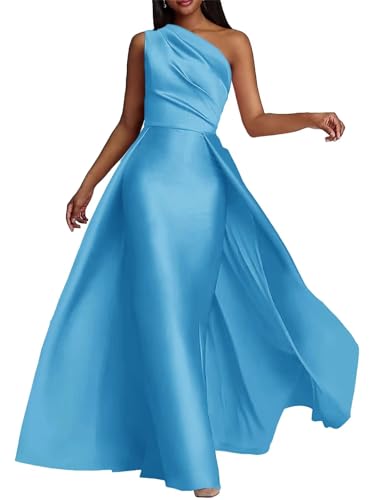 Satin One Shoulder Mother of The Bride Dresses Long A Line Wedding Guest Dress