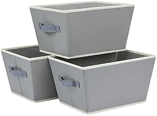 Homsorout Foldable Storage Boxes, 3 Pcs Storage Basket with handle, Fabric Storage Cubes Wardrobe Storage Organiser Bins for Clothes, Books, Toys, Wardrobe, Closet, Shelves