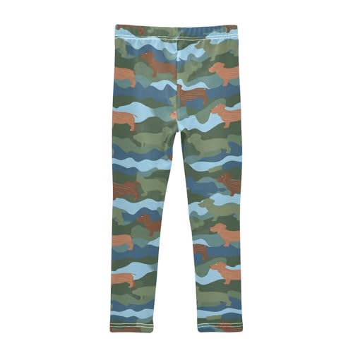 Dachshund Dog Camouflage Girls Leggings Ultra Soft Compression Yoga Gym Pants for Kids 4-10T2