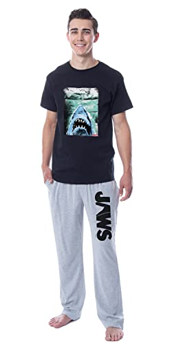 INTIMO Jaws Mens' Classic Film Movie Title Logo Distressed Sleep Pajama Set