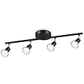 Ascher 4-Light LED Track Lighting Kit, Flexibly Rotatable Light Heads, 4 Way Ceiling Spotlight Black Finish, Including 4 GU10 LED Bulbs (4W 400LM Daylight White 5000K)