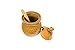 Creative Co-op Small 3 Piece Yellow with Decorative Bees Stoneware Honey Jar with Lid & Wood Honey Dipper