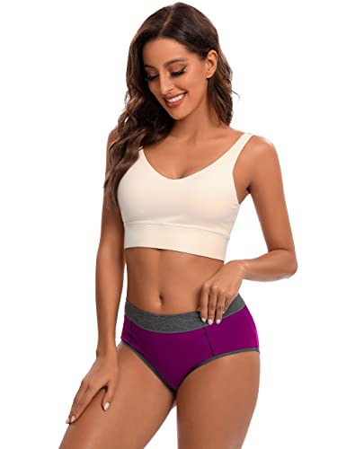 Image of POKARLA Women's Cotton Stretch Underwear Briefs Ladies Mid Rise No Muffin Top Hipster Panties Multipack