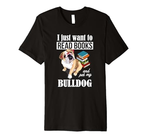 Funny Glasses Read Books & Pet English Bulldog T-Shirt
