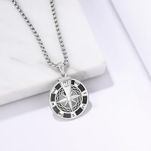 Aniu S925 Sterling Silver Compass Necklace for Men Women Go In The Direction of Your Dreams 2025 Graduation Birthday Christmas Rotatable Jewelry Gift4