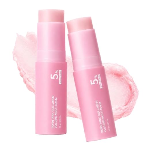 PDRN Pink Collagen Volume Multi Balm Stick 2PC Beauty Volufiline Stick with NAD+ & Peptide Korean Skin Care Under Eye Balm for Face Neck Lip & Smile Lines Face Moisturizer Collagen Plumping Balm