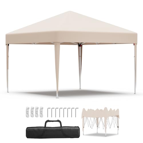 JUMMICO Pavillon 3x3 Höhenverstellbar Stabil Wasserdicht,Faltpavillon UV-Schutz 50+,Pavillion gartenpavillon für Markt, Garten, Events, faltzelt Beige