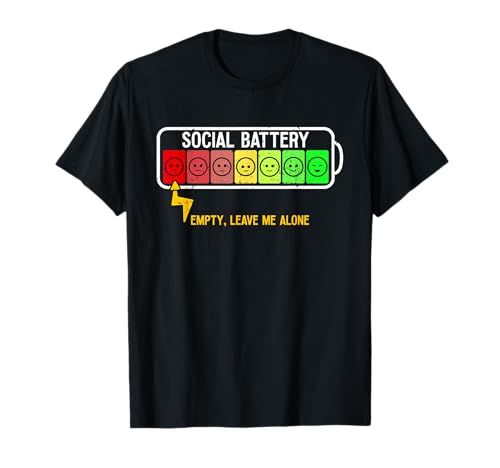 soziale Batterie lustig introvertiert sozialer Smalltalk Geselligkeit T-Shirt