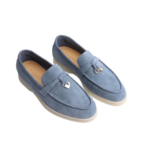Image of Women's Summer Charms Suede Loafers - Premium Sheepskin Unlined Upper,Classic or Styles with Metal Detail for Casual, Office, Travel & All Day Wear