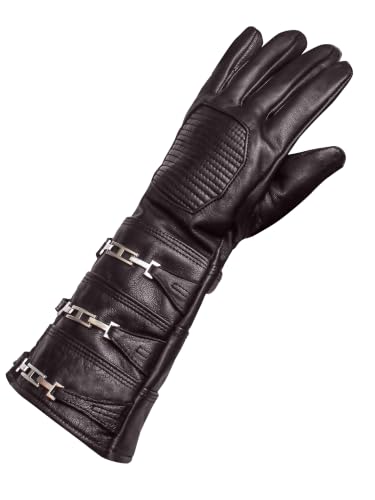 Image of URBAN BUCK Sky Real Sheepskin Leather Costume Gauntlet Glove - Regular Fit Long Arm Cuff Mens Unlined Cosplay Gloves