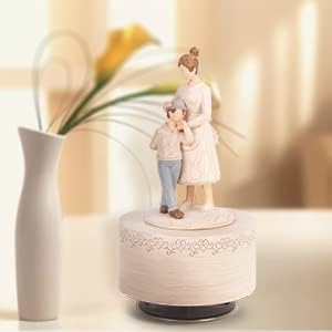 Miniatura 8 de Caja de música, figurita de caja musical de mamá e hijo, figuras de cajas musicales esculpidas pintadas a mano, cajas musicales de cuerda para