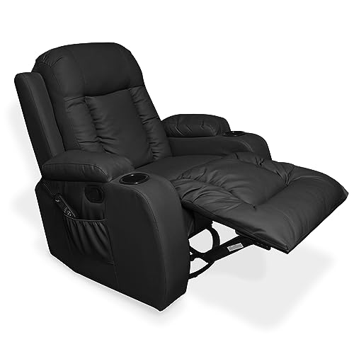 Poltrona do Papai Reclinável Sala de Cinema Massagem Balanço Giratória Austin PU Preto G31 - Gran Be