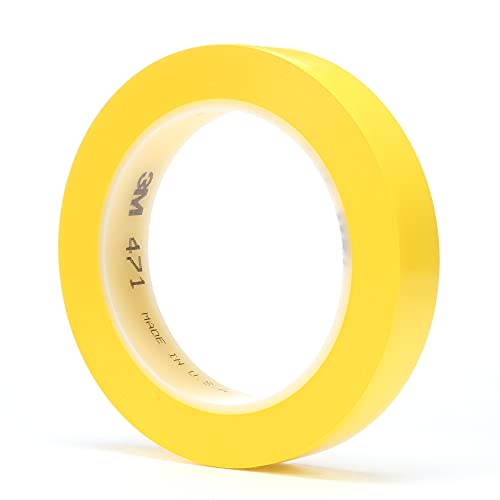 Image of 3M Vinyl Tape 471, 1 /2 in x 36 yd, Yellow, 72 Rolls, Yellow Floor Tape, Paint Alternative for Floor Marking, Social Distancing, Color Coding, Safety Marking