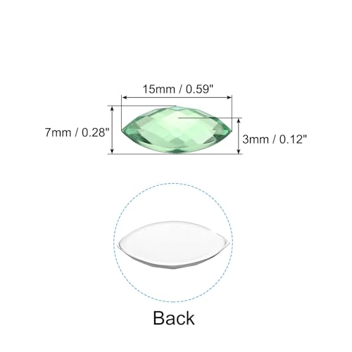 Gemas marquesa verde claro de 15x7mm con base plana de acrílico resistente 100 uds 3