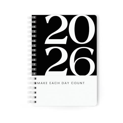 Image of PAPBOO A5 Handy, Hardcover, Hardbound 2025 Diary with Calendar, Easy to Carry White Spiral Wiro Notebook: 80 GSM Paper, Ruled, 188 Pages, Journal, Diary, Gift (Black)