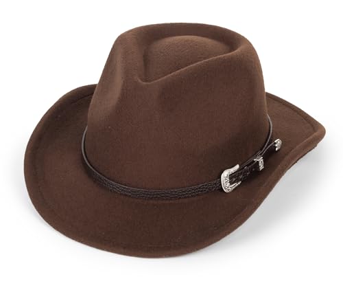 Western Cowboy Cowgirl Hat for Kids - Classic Boys Girls Felt Rodeo Fedora Hat with Belt Buckle (for Kids 4-10 Years)2