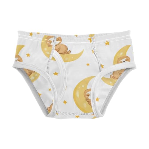 Wusikd Cute Sloths Boys' Underwear Cotton Sleeping Moon Yellow Boys Briefs Soft Toddler Underwear 2T