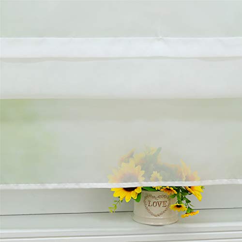 ESLIR Roman Blind with Tabs Kitchen Voile Roman Curtains Transparent Tab-Top Roller Blind Modern Curtains Plain White W x H 140 x 140 cm 1 Piece - Image 4