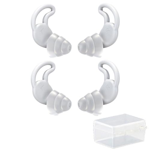 GLOWZEN 睡眠耳栓 2セット 4個入り 灰色 完全遮音 36dB ノイズ低減 快眠 安眠グッズ 飛行機 勉強 ライブ 仕事用 水洗い可能 シリコン製 男女兼用