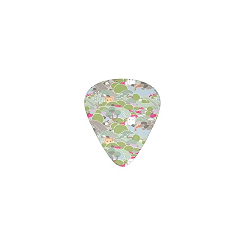 庭の中の猫 和風 デザインギターピック guitar pick ティアドロップ型 エレキギター/アコースティックギター/クラシックギター/ベース等の練習に最適な12枚セット