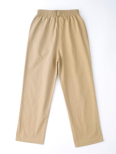 Jhaoyu Kids Boys Basic Pull On School Uniform Pants Khaki Elastic Waist Casual Straight Trousers4