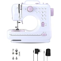 Maquina De Coser Cuanto Cuesta Máquina de Coser Portátil con 2 Velocidades y 12 Puntadas. Pedal, 2 Carretes, Aguja de Recambio, Cortador de Hilo y Luz de Trabajo, Funcionamiento con Cable o Pilas AA (no incluidas).