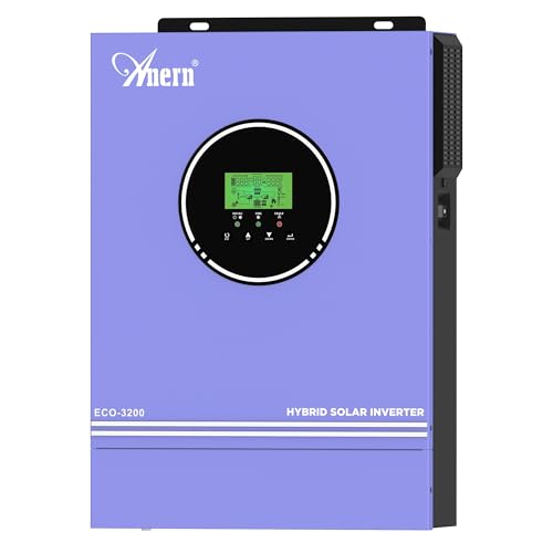 Anern 3000W Hybrid Solar Wechselrichter 24VDC auf 220V/230VAC mit Solarregler 80A, PV Eingang max.400 V, Betrieb mit 24V Blei- und Lithium-Batterien