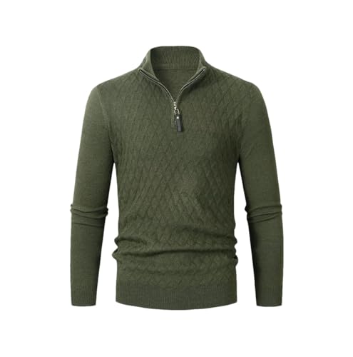 Men's Winter Eng60d Style Half Zipper Stand Collar Knitted Pullover - Business Casual Sweater