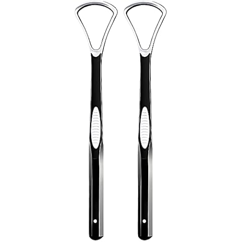 Plastic Dental Tongue Scraper Cleaner Brush Black 2 Pack Cover
