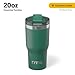 RTIC 20oz Essential Tumbler with Lid, Insulated, Stainless Steel, Metal, Double Wall Vacuum-Insulation, Ceramic Lined, Travel Cup for Iced Coffee, Tea, Hot and Cold Drink, Pine Tree