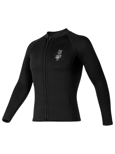 Chaqueta de neopreno para hombre, 3mm, manga larga, para natación, buceo y surf con cierre y estiramiento miniatura 2