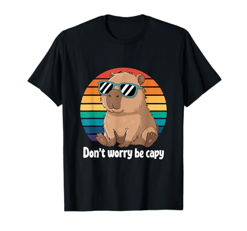 Capybara Dont Worry Be Cappy Capybara rétro pour garçons et filles T-Shirt